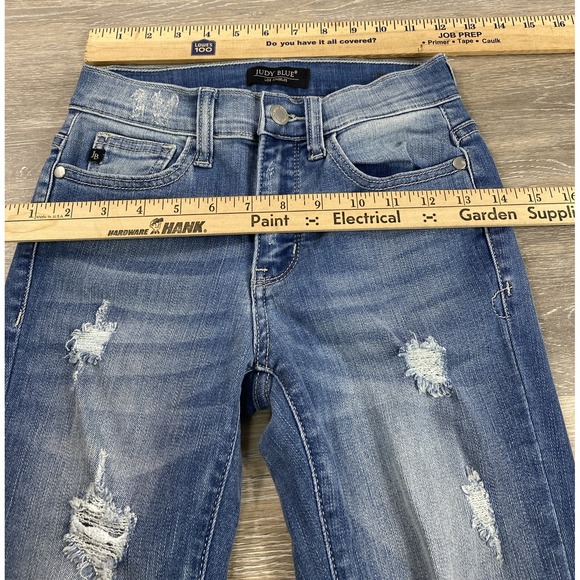 Judy Blue Jeans womens 1/25 Skinny Fit Distressed Blue Stretch ripped - Picture 4 of 11
